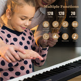 NNECW 88-Key Foldable Digital Piano with MIDI &amp; Wireless BT &amp; Bag-Black