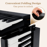 NNECW 88-Key Foldable Digital Piano with MIDI &amp; Wireless BT &amp; Bag-Black