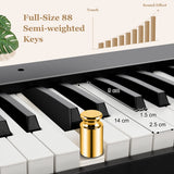 NNECW 88-Key Foldable Digital Piano with MIDI &amp; Wireless BT &amp; Bag-Black