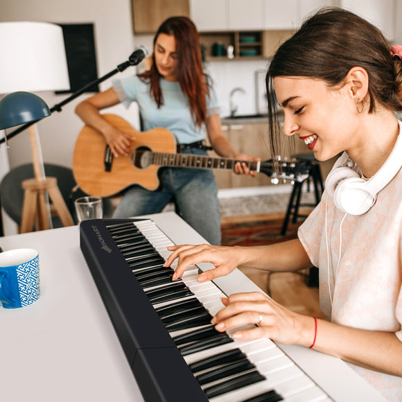 NNECW 88-Key Foldable Digital Piano with MIDI & Wireless BT & Bag-Black