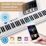 NNECW 88-Key Foldable Digital Piano with MIDI &amp; Wireless BT &amp; Bag-White