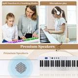 NNECW 88-Key Foldable Digital Piano with MIDI &amp; Wireless BT &amp; Bag-White