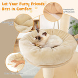 NNECW Multi-Level Cat Tree with 3-story Cat Condo &amp; 2 Perches &amp; Spring Ball-Beige