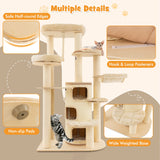 NNECW Multi-Level Cat Tree with 3-story Cat Condo &amp; 2 Perches &amp; Spring Ball-Beige