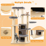 NNECW Multi-Level Cat Tree with 3-story Cat Condo &amp; 2 Perches &amp; Spring Ball-Grey