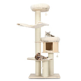 NNECW 4-Layer Solid Wood Cat Tree for Kitten & Adult Cat
