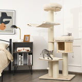NNECW 4-Layer Solid Wood Cat Tree for Kitten & Adult Cat