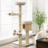 NNECW 4-Layer Solid Wood Cat Tree for Kitten & Adult Cat