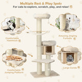 NNECW 4-Layer Solid Wood Cat Tree for Kitten & Adult Cat