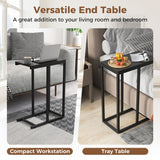NNECW Industrial C-Shaped Narrow End Side Table & Rectangle Tabletop