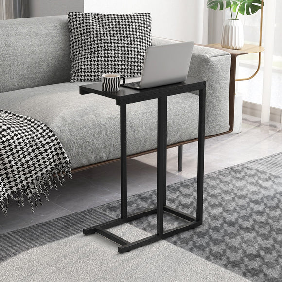 NNECW Industrial C-Shaped Narrow End Side Table & Rectangle Tabletop