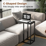 NNECW Industrial C-Shaped Narrow End Side Table & Rectangle Tabletop