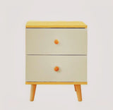 NNECN Wooden Bedside Cabinet with Two Drawers and Sturdy Legs
