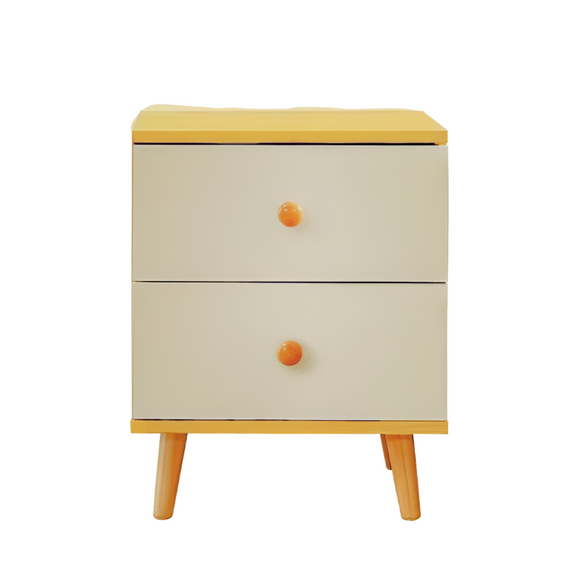 NNECN Wooden Bedside Cabinet with Two Drawers and Sturdy Legs