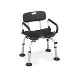 NNECW Non-Slip Shower Chair with U-Shaped Cutout-Black