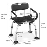 NNECW Non-Slip Shower Chair with U-Shaped Cutout-Black