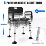 NNECW Non-Slip Shower Chair with U-Shaped Cutout-Black