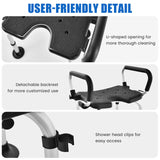 NNECW Non-Slip Shower Chair with U-Shaped Cutout-Black