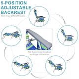 NNECW Portable Camping Chairs with 5 Adjustable Positions for Lawn/Poolside-Blue &amp; Green