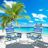 NNECW Portable Camping Chairs with 5 Adjustable Positions for Lawn/Poolside-Blue &amp; Green