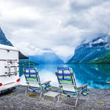 NNECW Portable Camping Chairs with 5 Adjustable Positions for Lawn/Poolside-Blue &amp; Green