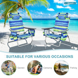 NNECW Portable Camping Chairs with 5 Adjustable Positions for Lawn/Poolside-Blue &amp; Green