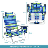 NNECW Portable Camping Chairs with 5 Adjustable Positions for Lawn/Poolside-Blue &amp; Green