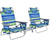 NNECW Portable Camping Chairs with 5 Adjustable Positions for Lawn/Poolside-Blue &amp; Green