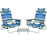 NNECW Portable Camping Chairs with 5 Adjustable Positions for Lawn/Poolside-Blue &amp; Green
