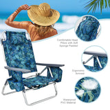 NNECW Portable Camping Chairs with 5 Adjustable Positions for Lawn/Poolside-Navy