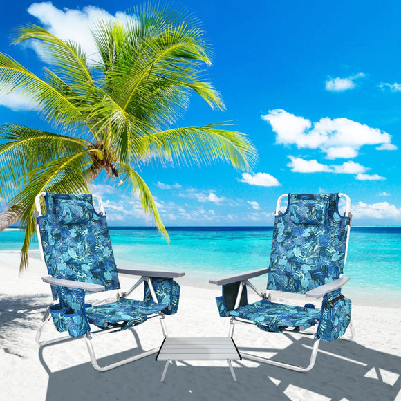 NNECW Portable Camping Chairs with 5 Adjustable Positions for Lawn/Poolside-Navy