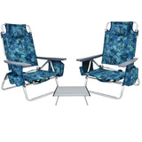 NNECW Portable Camping Chairs with 5 Adjustable Positions for Lawn/Poolside-Navy