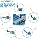 NNECW Portable Camping Chairs with 5 Adjustable Positions for Lawn/Poolside-Navy