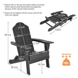 NNECW Folding Adirondack Chair with Cup Holder for Outdoor-Black