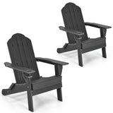 NNECW Folding Adirondack Chair with Cup Holder for Outdoor-Black