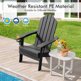NNECW Folding Adirondack Chair with Cup Holder for Outdoor-Black