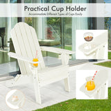 NNECW Folding Adirondack Chair with Cup Holder for Outdoor-white