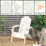 NNECW Folding Adirondack Chair with Cup Holder for Outdoor-white