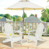 NNECW Folding Adirondack Chair with Cup Holder for Outdoor-white
