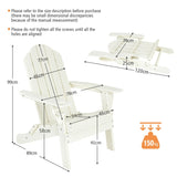 NNECW Folding Adirondack Chair with Cup Holder for Outdoor-white