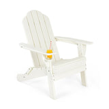NNECW Folding Adirondack Chair with Cup Holder for Outdoor-white