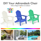 NNECW Folding Adirondack Chair with Cup Holder for Outdoor-white