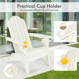 NNECW Folding Adirondack Chair with Cup Holder for Outdoor-white