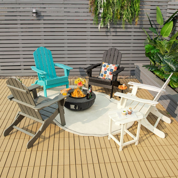 NNECW Folding Adirondack Chair with Cup Holder for Outdoor-white