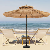NNECW Thatched Tiki Umbrella with 8 Ribs and Tilt Adjustment