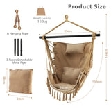 NNECW Hammock Chair with Adjustable Steel Sand &amp; Pillow &amp; Cushions-Beige