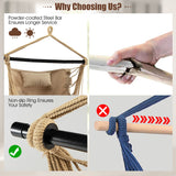 NNECW Hammock Chair with Adjustable Steel Sand &amp; Pillow &amp; Cushions-Beige