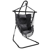 NNECW Hammock Chair with Adjustable Steel Sand &amp; Pillow &amp; Cushions-Grey