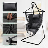 NNECW Hammock Chair with Adjustable Steel Sand &amp; Pillow &amp; Cushions-Grey