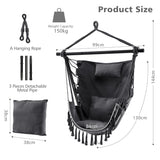 NNECW Hammock Chair with Adjustable Steel Sand &amp; Pillow &amp; Cushions-Grey